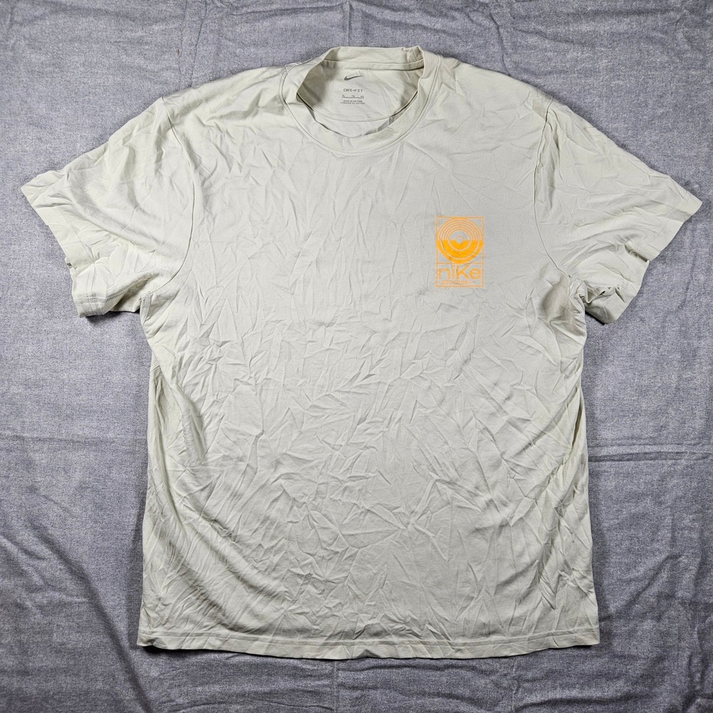 Nike Dri-FIT Records Graphic T-Shirt Mens XL Light Bone Orange Vinyl Record Tee